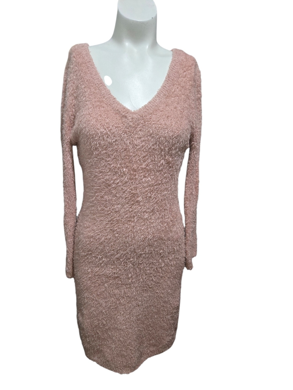 Jack by BB Dakota Blush Pink Fuzzy Knit Sweater Dress M